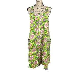 Vintage 60’s 70’s Retro Vibrant Floral Buckle Strap Dress Size L